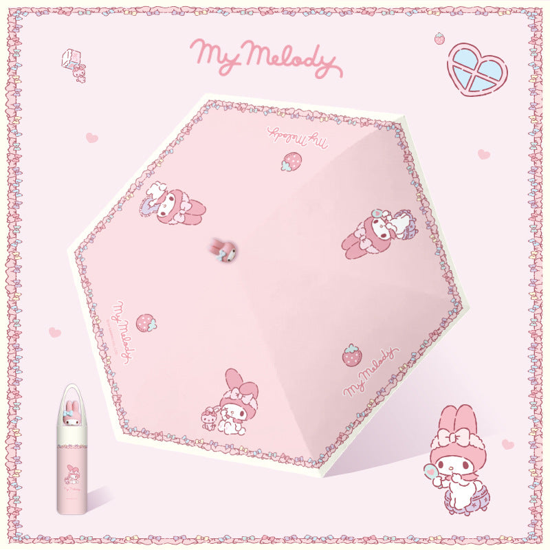 My Melody Tri-fold automatic umbrella with Character umbrella handle