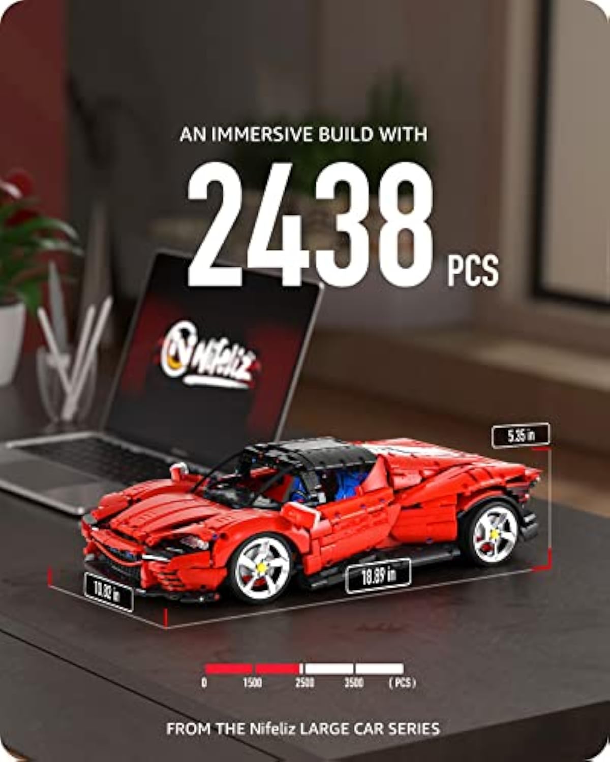 Sports Car Model Toy, 1:10 Scale Race Car Building kit, Technical Model Display Set for Adults