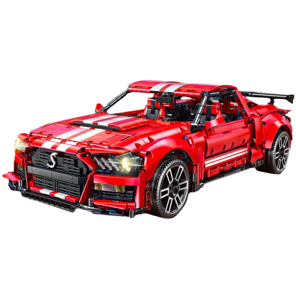 T5017 Ford Mustang Shelby GT500 Red Super Sports Racing Car Model Building Blocks