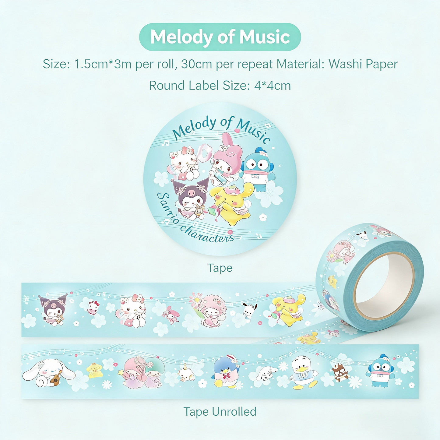 Sanrio Sticker Tape - DIY Decorative Materials for Planners