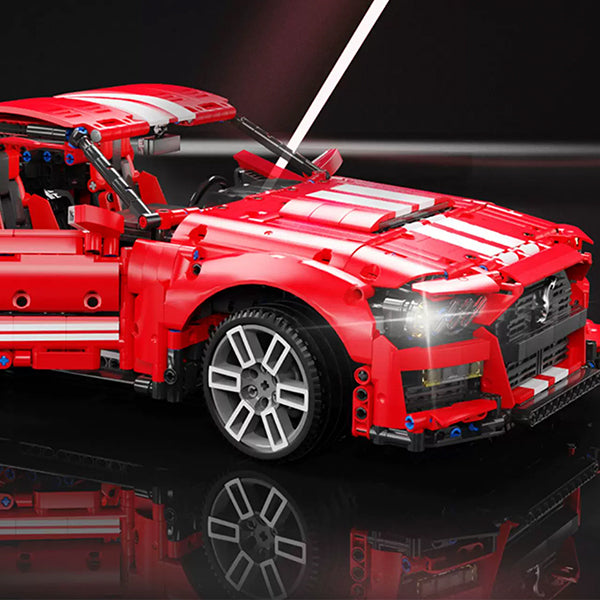 T5017 Ford Mustang Shelby GT500 Red Super Sports Racing Car Model Building Blocks