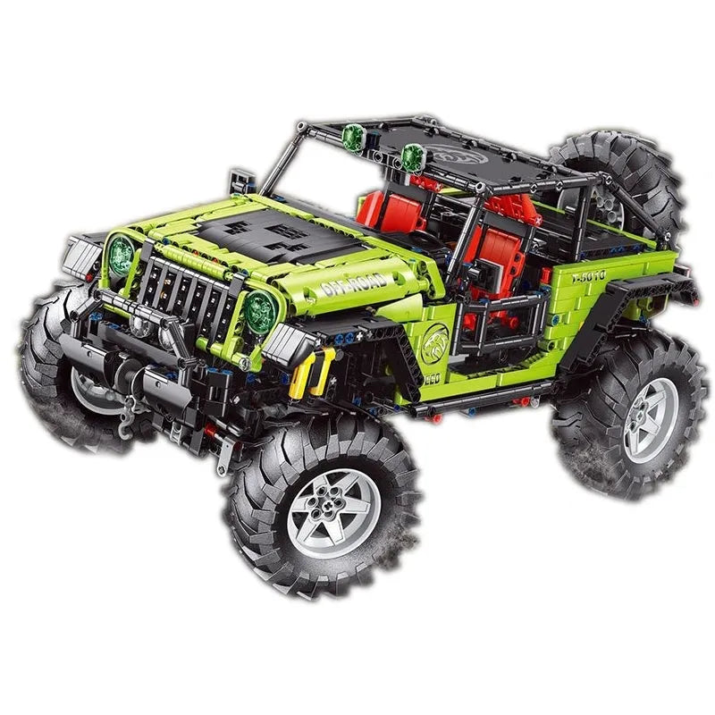 Off-road Jeep Wrangler 4x4 Toy Car Model Building Kit, All Terrain Off Roader Suv Set, Building Blocks And Engineering Toy