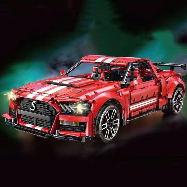 T5017 Ford Mustang Shelby GT500 Red Super Sports Racing Car Model Building Blocks