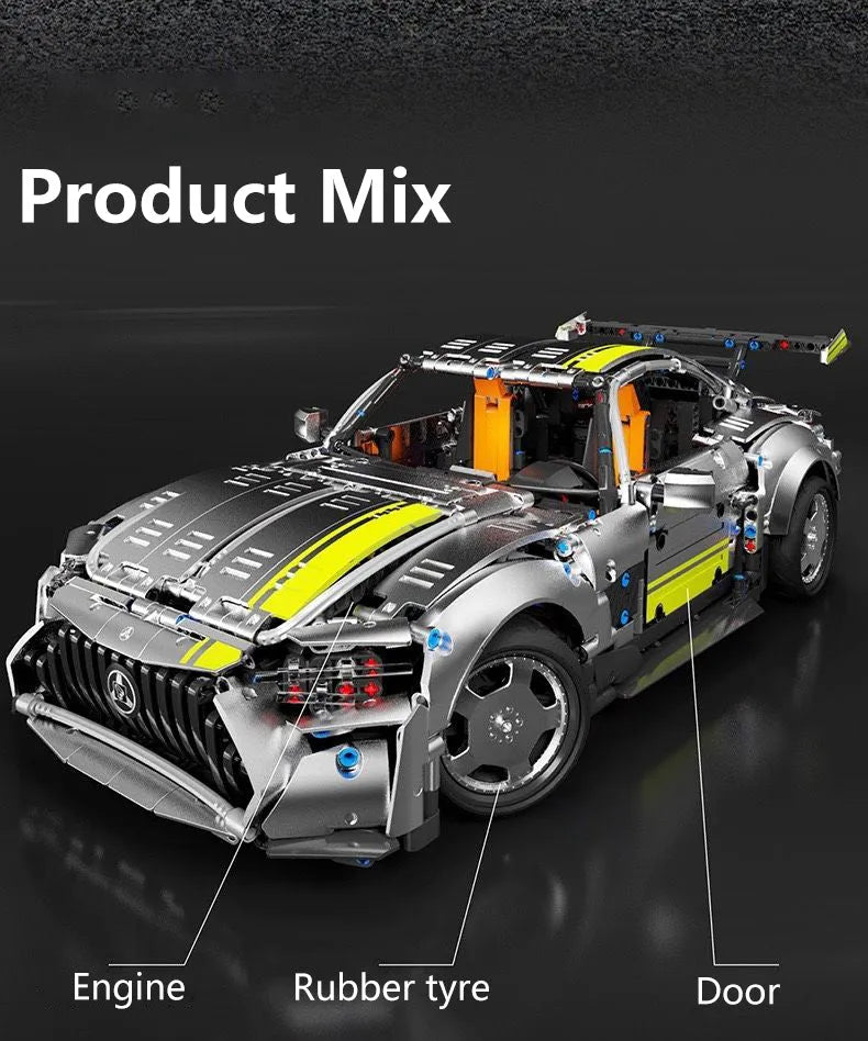 AMG GT Building Blocks Sports Car Series Experts Sets MOC - T5035 The RC APP Motorized Silver Mercedes