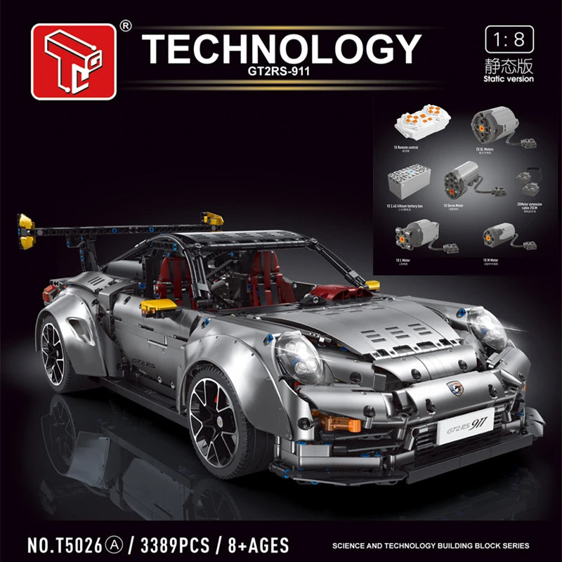 Technical Super Sports Car 1:8 Model City Racing Series DIY——Remote Control Light + Remote Control Power Unit