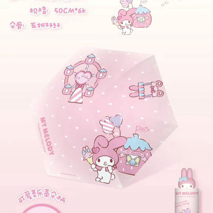 My Melody Tri-fold automatic umbrella with Character umbrella handle