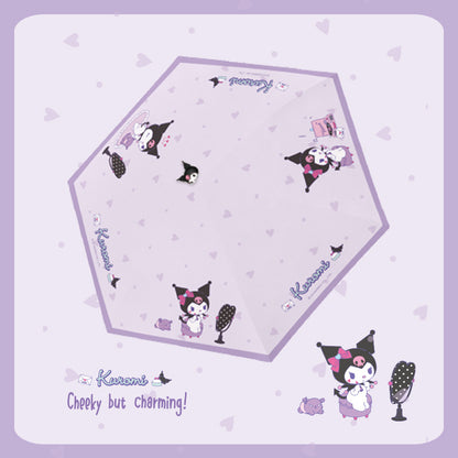 Kuromi Tri-fold automatic umbrella with Character umbrella handle