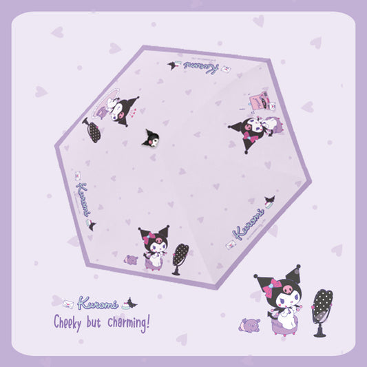 Kuromi Tri-fold automatic umbrella with Character umbrella handle