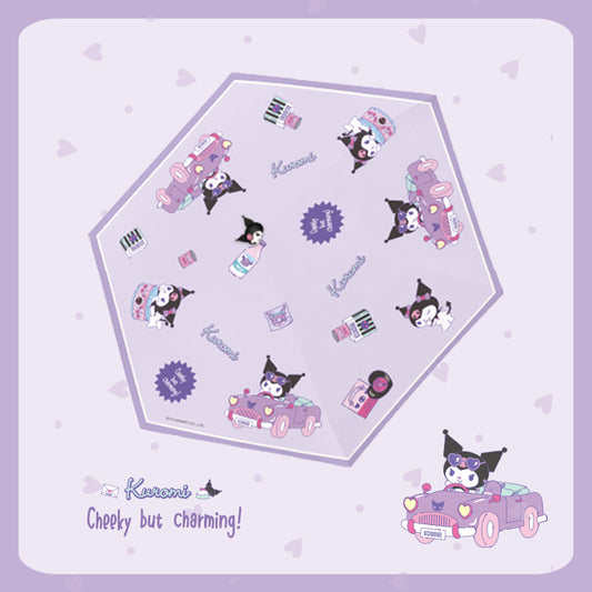 Kuromi Tri-fold automatic umbrella with Character umbrella handle