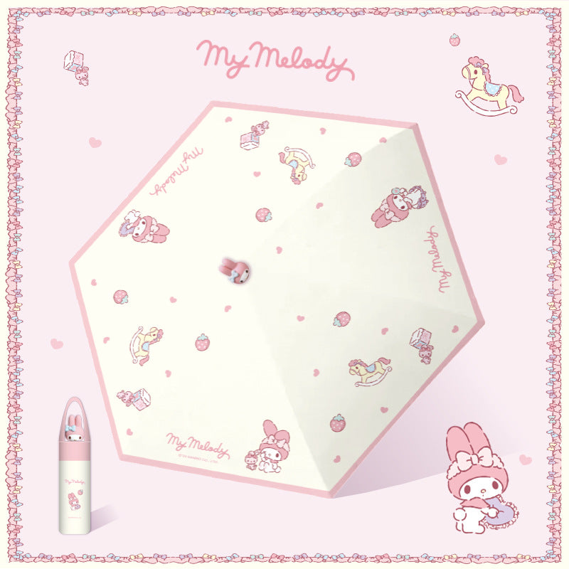 My Melody Tri-fold automatic umbrella with Character umbrella handle