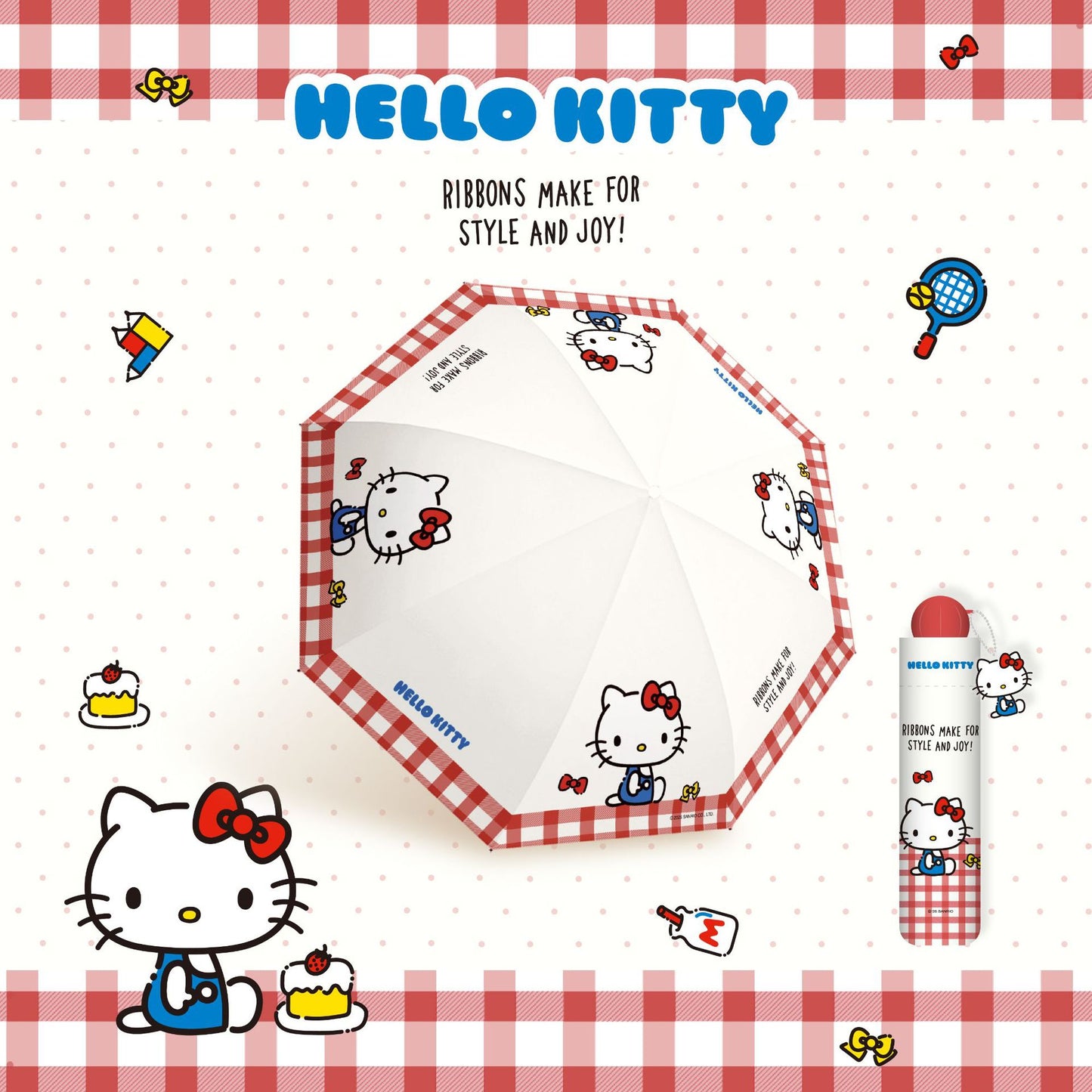 Hello Kitty Tri-fold automatic umbrella with Balloon umbrella handle