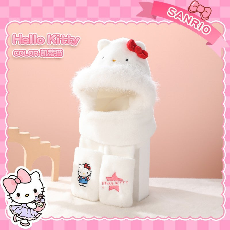 Hello Kitty - Plush hat, gloves and scarf 3in1